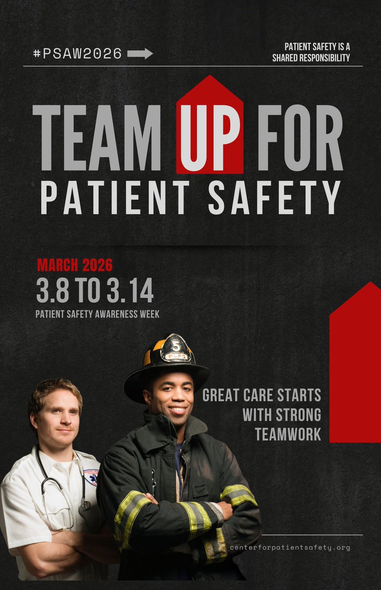 It is Patient Safety Week and this year's theme is "Team up for Patient Safety" to highlight the shared responsibility of keeping patients and care teams safe across all healthcare settings.