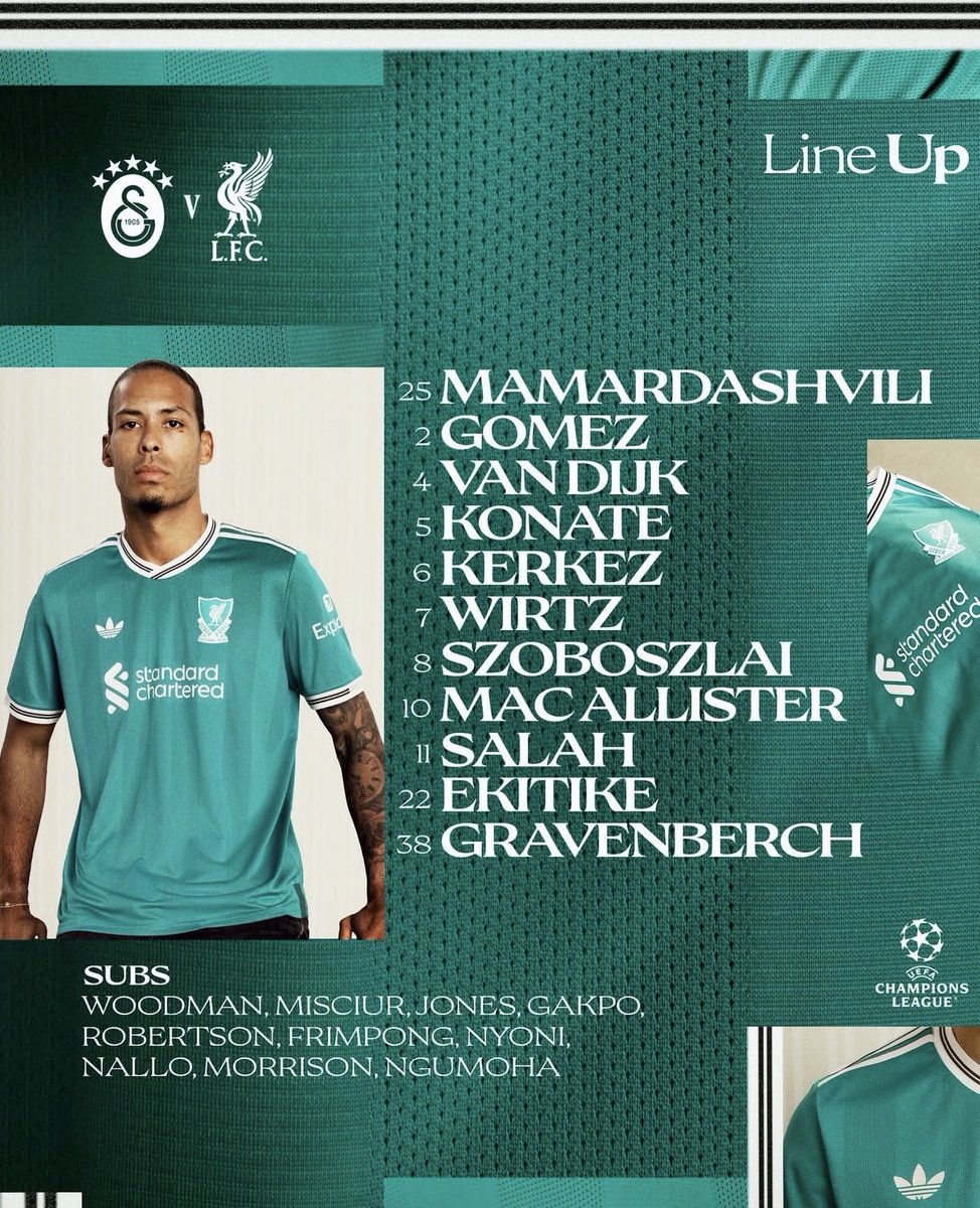 Your Starting Lineup to face Galataasaray!