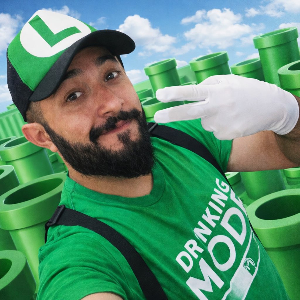 “Hoy es #MarioBrosDay 🍄🎮 y este recuerdo tenía que salir del warp pipe. En 2015 me puse los tirantes, la gorra verde y activé mi versión de Luigi. 

Porque en el Reino Champiñón no todos pueden ser Mario… pero Luigi también entra a la tubería, salta niveles y salva el día. 🟢