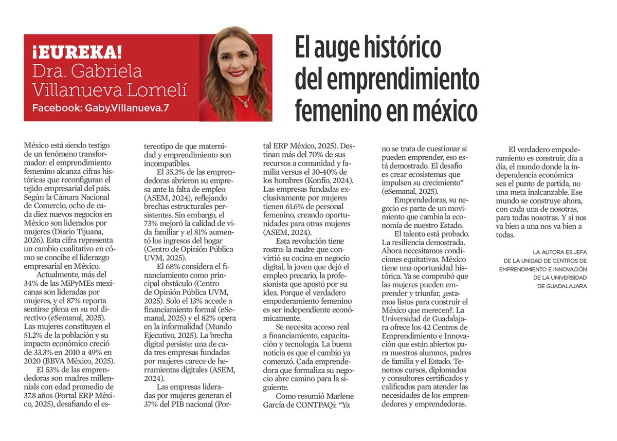 InnovacionJal's tweet photo. El talento, la resiliencia y la visión de las mujeres están marcando una nueva etapa para el emprendimiento en México.
Está semana, descubre más sobre el crecimiento del emprendimiento femenino y la importancia de seguir construyendo ecosistemas que impulsen su desarrollo. https://t.co/PLQQ3ACtKk