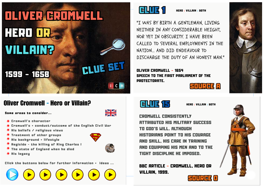 icHistory's tweet photo. History Teachers - A comprehensive list of sources/clues that provide information for any debate or extended writing about Oliver Cromwell. Also includes follow-up activities and templates ... #historyteacher free PDF download - https://t.co/e9kvlAm7ke https://t.co/4ouw83to1t