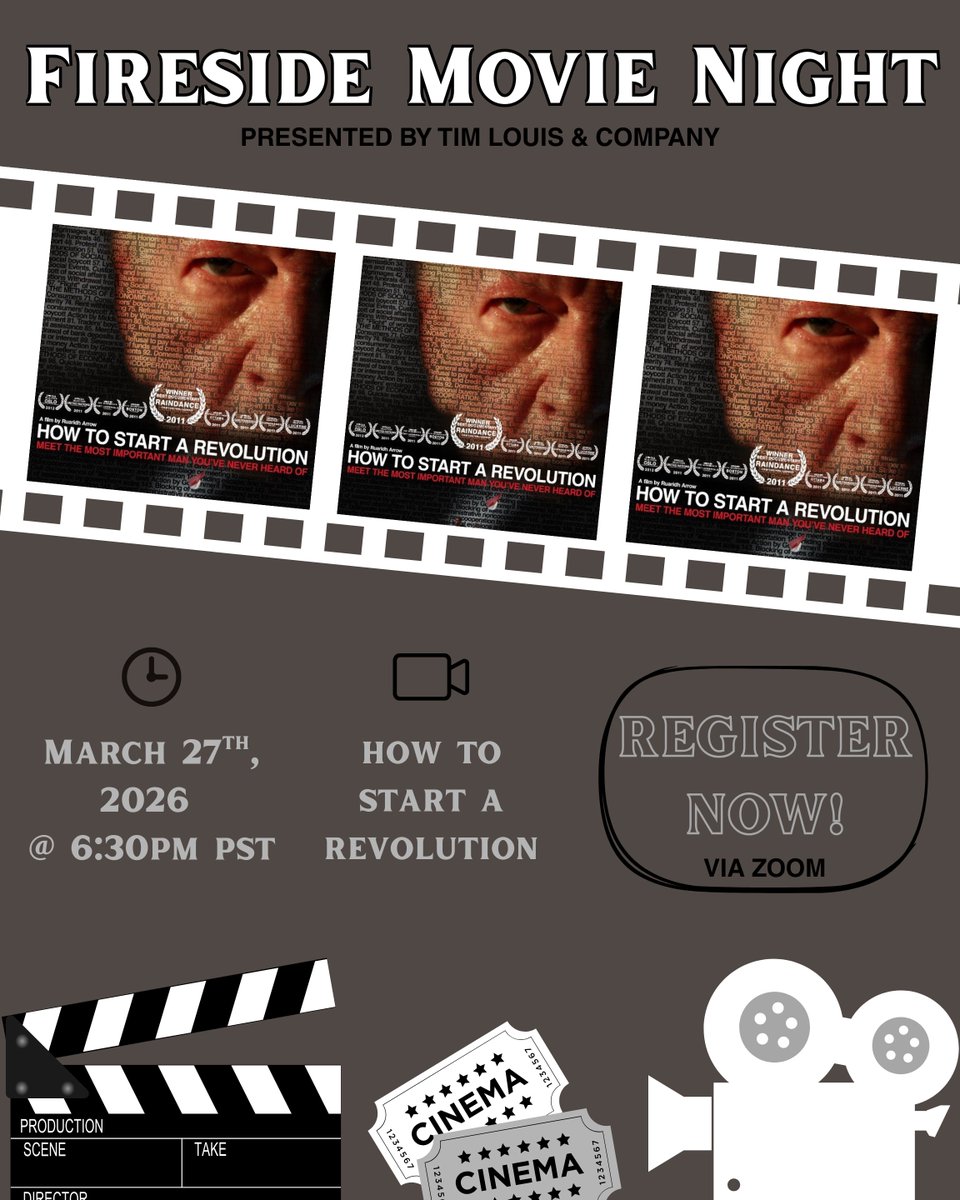 Announcing March's Fireside Movie Night! We will be hosting a FREE virtual viewing of "How To Start A Revolution" on Friday, March 27th at 6:30PM PST.

Register here: us02web.zoom.us/meeting/regist…