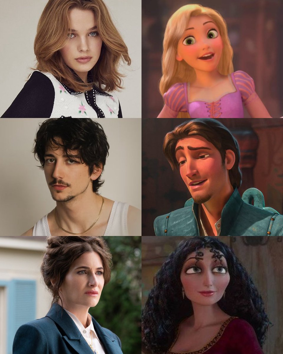 O elenco oficial do live-action de “Enrolados”.

‧ Teagan Croft (Rapunzel)
‧ Milo Manheim (Flynn Rider)
‧ Kathryn Hahn (Mãe Gothel)