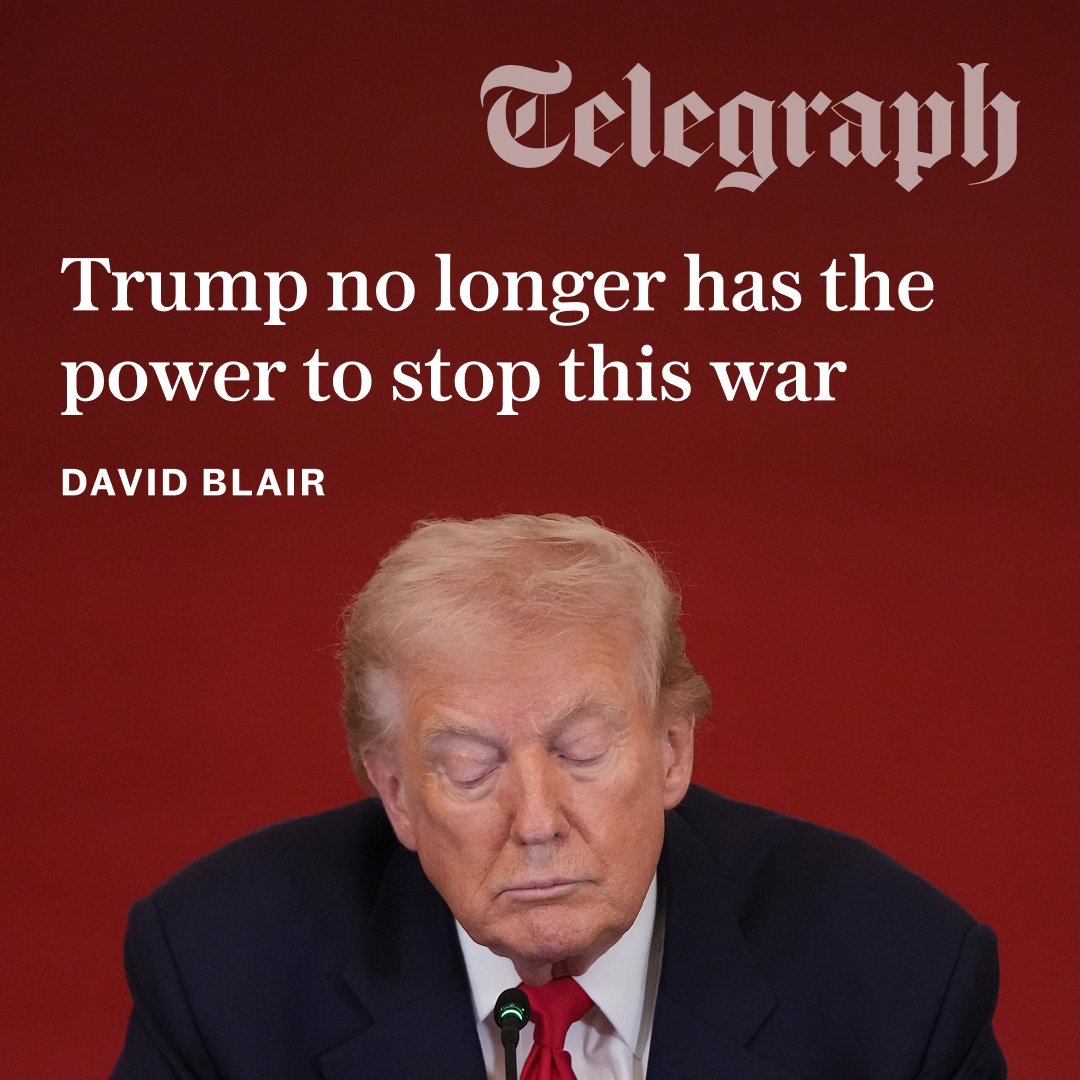 ✍️ "The war that Donald Trump has started in the Middle East has taken on a monstrous power of its own. He is unlikely to enjoy the satisfaction of firing the last shot," writes <a href="/davidblairdt/">David Blair</a>.

Read more here ⤵️
telegraph.co.uk/news/2026/03/1…