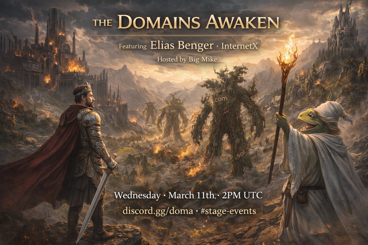 domaprotocol's tweet image. Discord AMA🎙️Elias Rendón Benger, CEO @InterNetX 

Elias joins us tomorrow to talk about operating domain infrastructure at global scale, what happens when the domain industry meets crypto and the future of DomainFi.

📅 March 11, 2PM UTC
📍 discord.com/invite/doma #stage-events