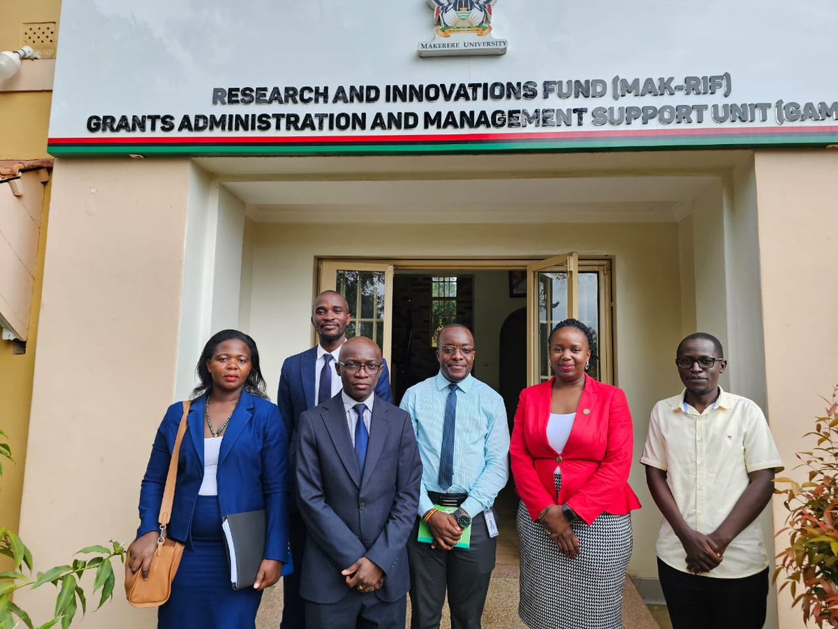 RIFMakerere's tweet photo. Today we hosted the Research team from @Parliament_Ug who sought to identify research outputs from @RIFMakerere. They delegation was led by Ms. Noela Nakanjako together with Mr. Emasit Daniel, Mr. Andrew Kalinaki, and Mr Badru Kiggundu. 
 
The discussion revolved around grant management, industry-university collaborations, and the scaling and commercialization of research outputs. 

Mak-RIF also made recommendations on how to enhance research in the university and to remove some bottle necks from the research journey.