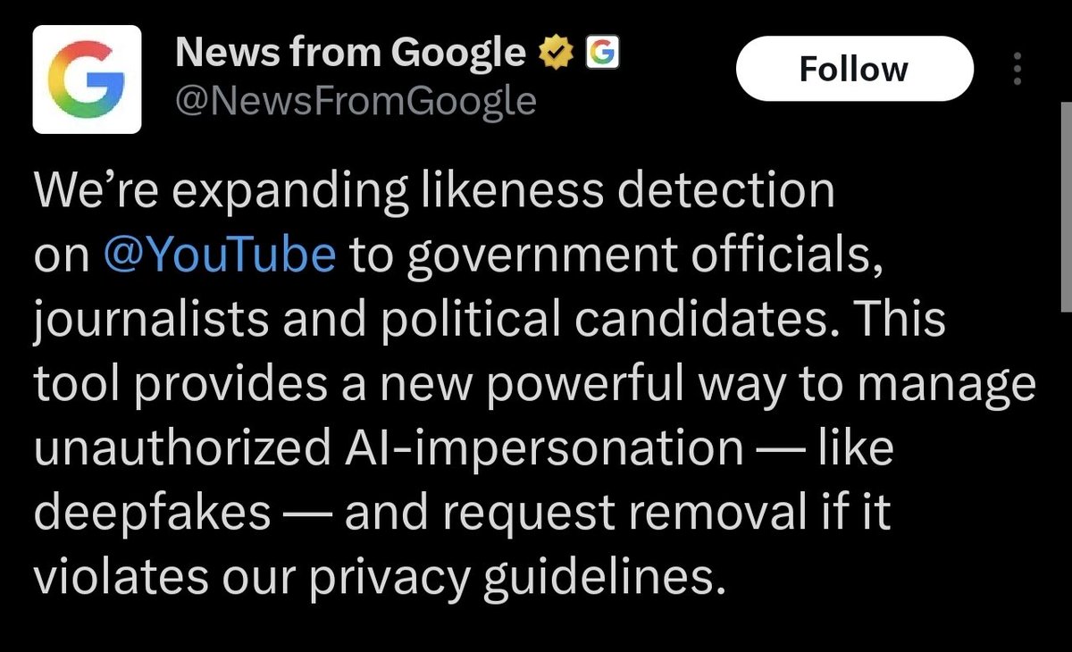 CodeHashAI's tweet photo. #Google expands likeness detection on #YouTube https://t.co/AMuhxChp7z