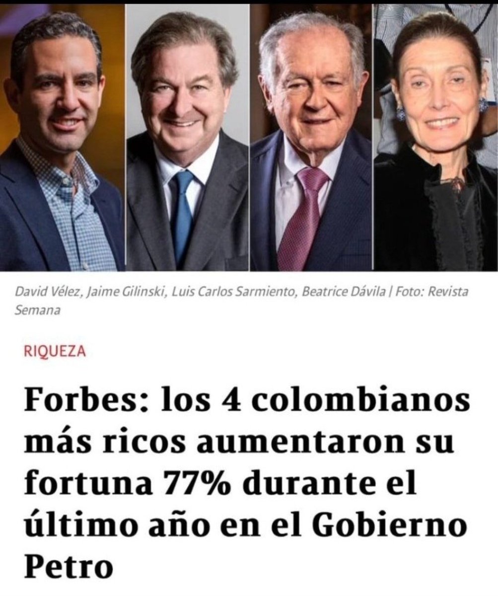 fabioariascut's tweet photo. Los grandes megarricos que cada vez son más ricos y se niegan a pagar más impuestos. El país los enriquece junto con las altas tasa de interés del @BancoRepublica y no retornan nada al negarse a pagar impuestos en el congreso
 y la @CConstitucional. Por eso la extrema desigualdad.