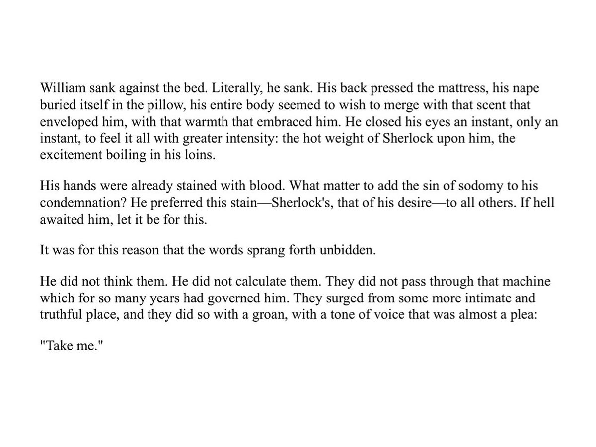 Among his sins, William found the one he loved most.

A fragment from ch. 13 of "Savouring Love Before the Nightfall". 💌

New chapter is out!: archiveofourown.org/works/76233751…