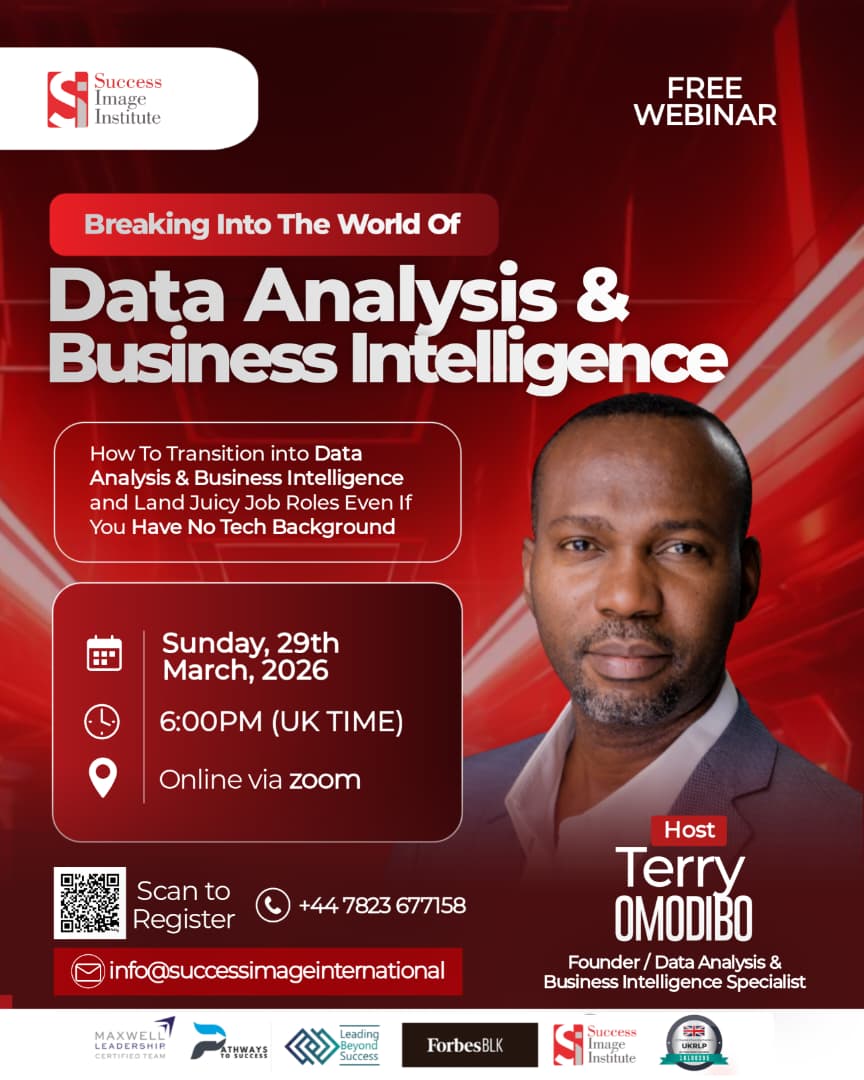 terryomodibo's tweet photo. @NIUKCommunity FREE LIVE WEBINAR:

BREAKING INTO THE WORLD OF DATA ANALYSIS &amp; BUSINESS INTELLIGENCE 3.0

👉 Click on the link now to join our exclusive waitlist community

https://t.co/IS4nomV0rk

where you get to learn more details about our programs https://t.co/kJIuwRl28C