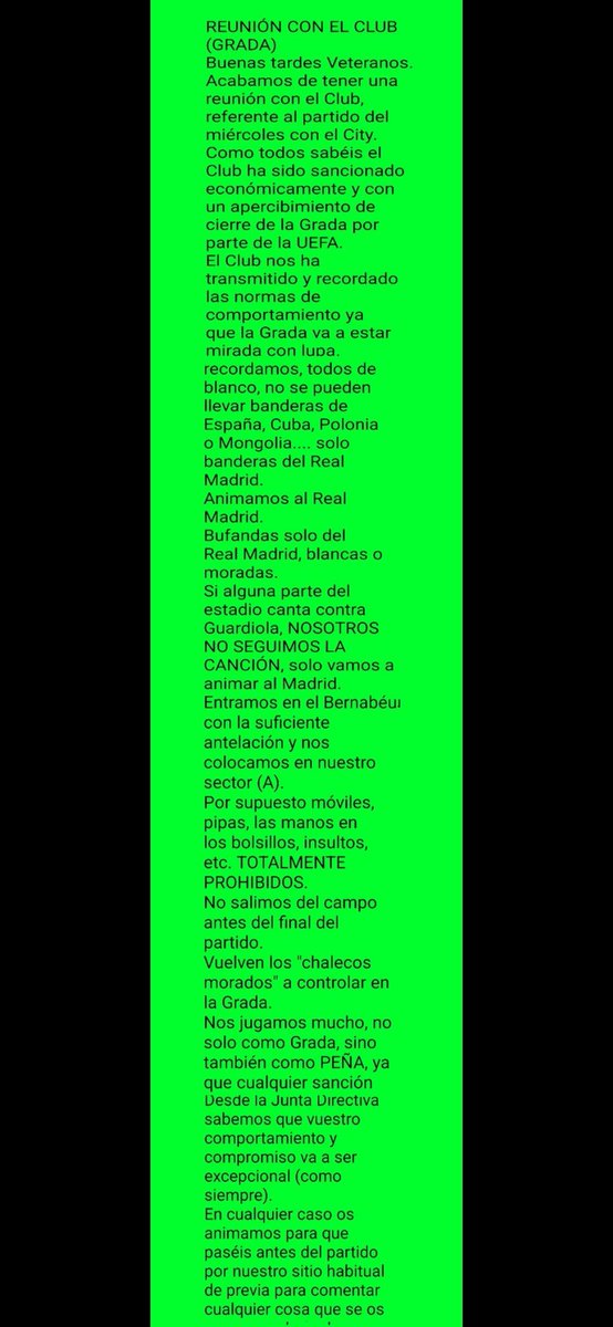 No se pueden llevar banderas ESPAÑOLAS....<a href="/realmadrid/">Real Madrid C.F.</a> 
Que pena de club...si volviera a nacer no sería del Real Madrid. 
Que pena de club. Mi difunta madre os echaría a gorrazos a todos.