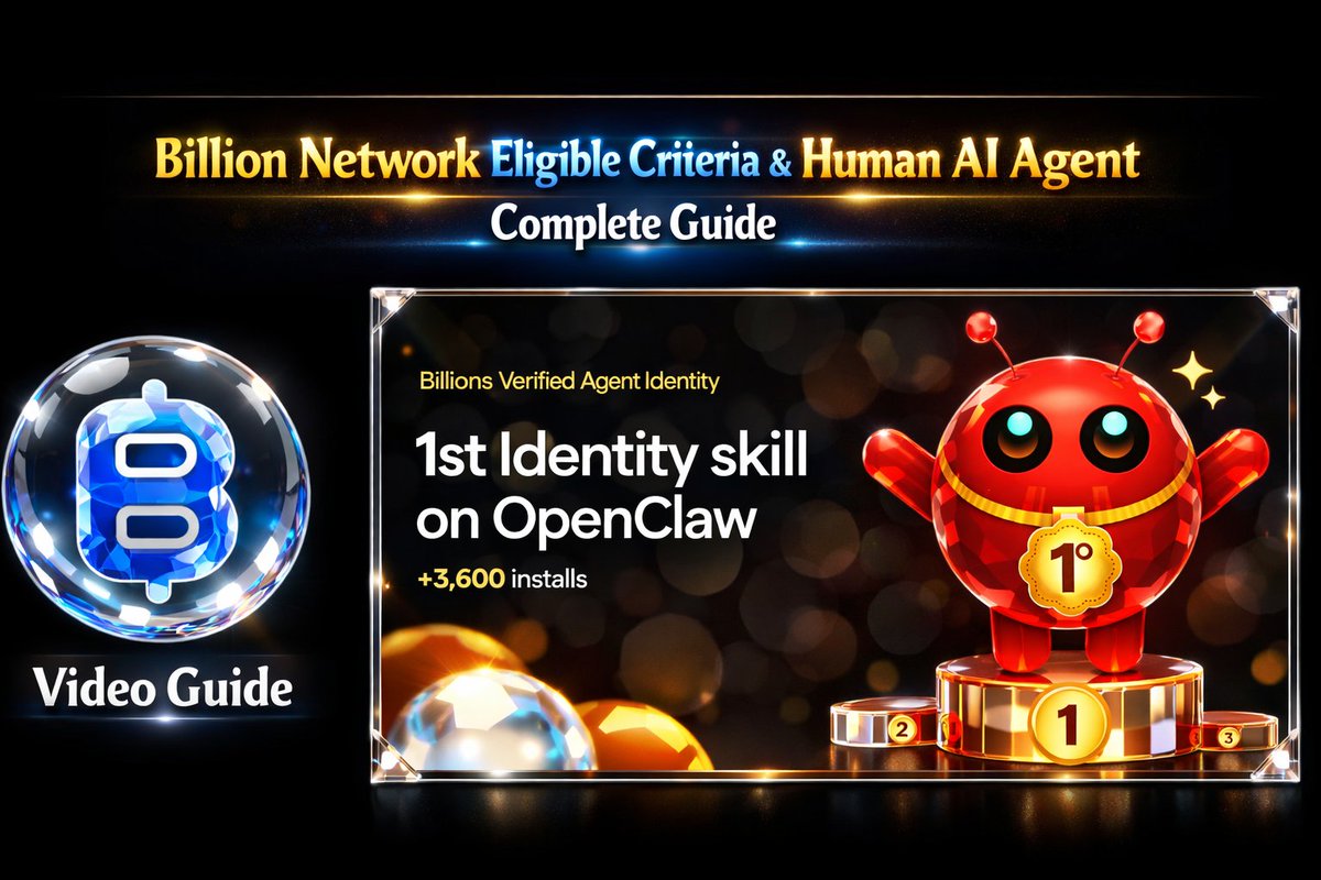CryptoLakhan's tweet photo. 🚨 Billion Network Eligible Criteria & Human AI Agent Complete Guide 😱

Make sure you complete the Human AI Agent Verification on Billion Network. This is one of the key eligibility criteria for the upcoming airdrop allocation.

Very few users have completed this step so far, so completing it now can increase your chances of a better allocation.

I’ve shared a complete step-by-step written guide here 👇
https://t.co/p8OWqNVD96

🎥 If you prefer video, watch the full tutorial guide here 👇
https://t.co/MVJzTVr8MQ

If you need English subtitles, open video settings → captions → select English.

📜 All required commands list here 👇
https://t.co/Q7L3DlTLJd

Don’t miss this step — once you complete it, your account will be Human Verified and eligible for better rewards.

Complete it now and stay ahead of the crowd 🚀 @billions_ntwk

#BillionNetwork #Airdrop #CryptoAirdrop #AI #AIAgent #Web3 #Crypto #CryptoGuide #Testnet #AirdropGuide #billiontge #billionnetworkairdropupdate #billiontgeupdate