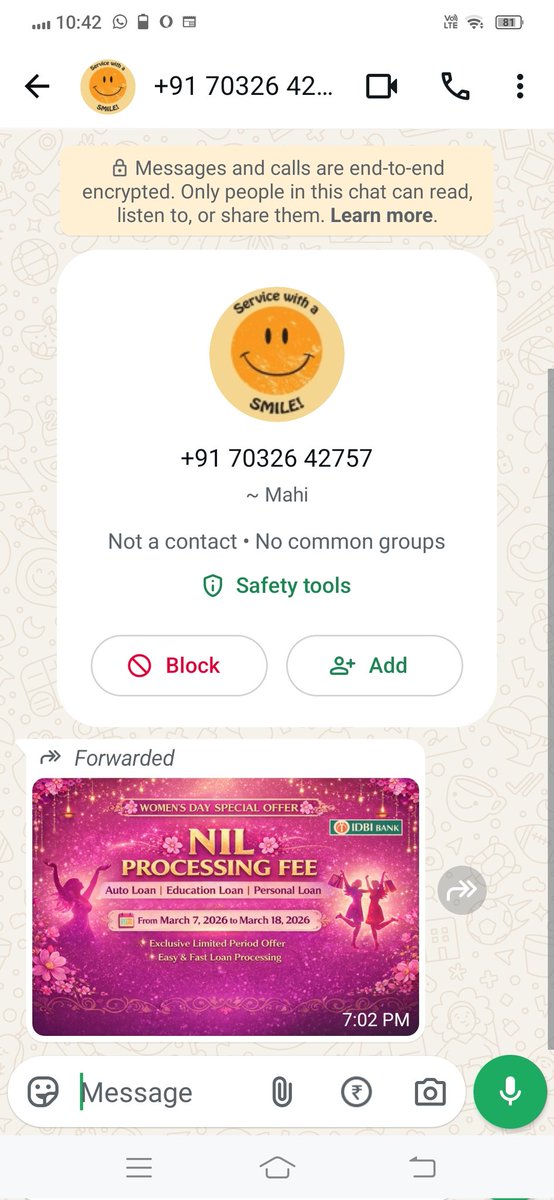1234deepak's tweet photo. @IDBI_Bank Received WhatsApp message from this number.
I request the bank plz take necessary action on this number https://t.co/yWOBozPSL3