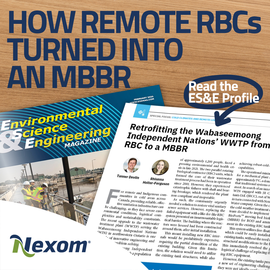 nexomwastewater's tweet photo. From the latest @ESEmag, when the RBCs at Wabaseemoong Independent Nations in NW Ontario failed, we helped JR Cousin Consultants turn them into reliable, efficient #BioPorts MBBRs, offering hope for the many RBCs needing an upgrade. https://t.co/rT5gYtQshO https://t.co/RmArorC5AN