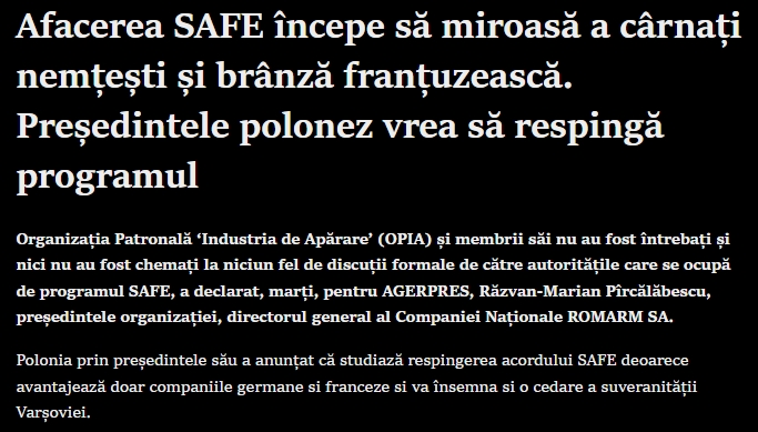 #Polonia #SAFE #Germania #Franta #Geopolitica #Politica #OPIA #RomaniaTradata #Nawrocki #UE 

Polonia arată coloană vertebrală adevărată: președintele Nawrocki amenință serios să respingă tot programul ăsta, pentru că vede clar că suveranitatea națională nu se vinde pe