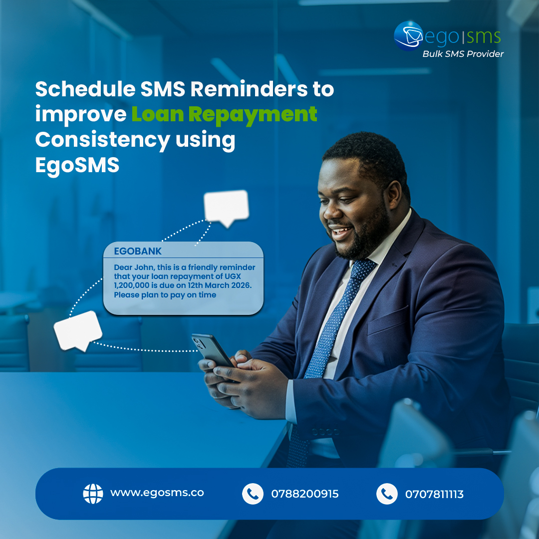 Egosms's tweet image. Keep loan repayments on track by scheduling timely reminder SMS with EgoSms so borrowers never forget a due date.

Sign up now at comms.egosms.co

#egosms #Bulksms
