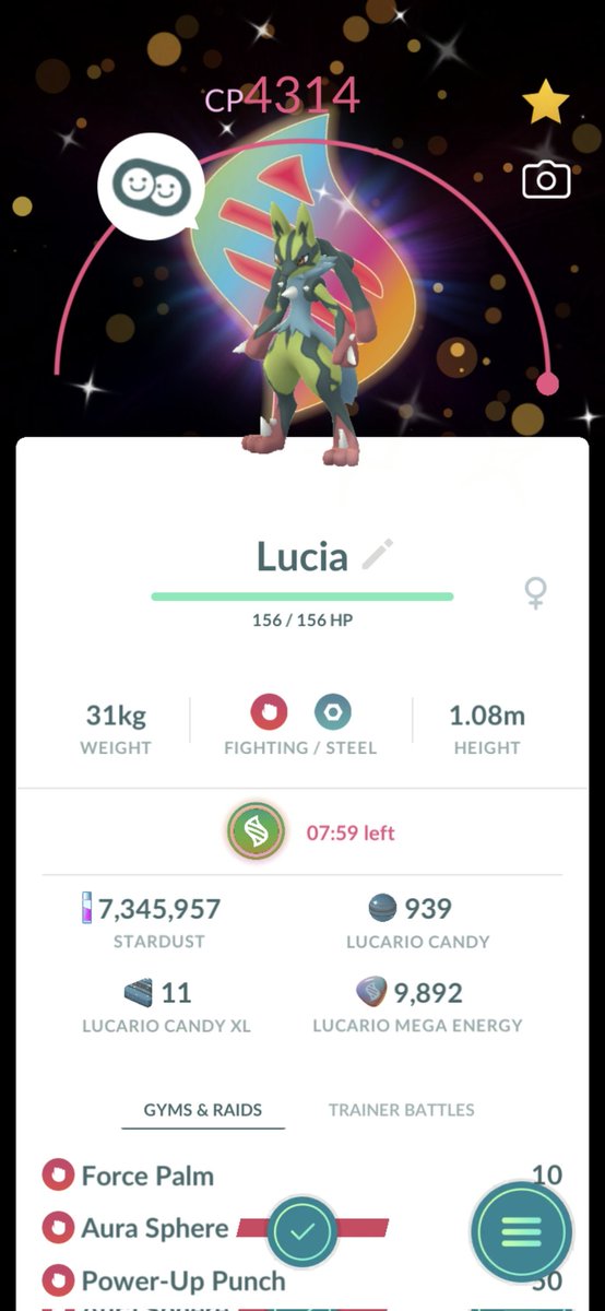 Sheldon75774487's tweet photo. @PokemonGoApp This tour when I was able to get my shiny 98 bg lucario (i have lucario tattoos) lucario is my favorite pokemon and can't wait for mega Lucario z to come to go eventually https://t.co/psS3OtYAGn