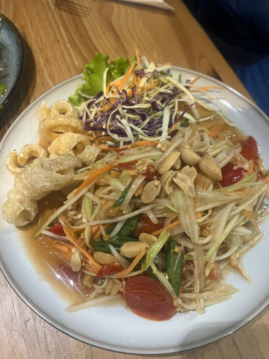 lavenderazepam's tweet image. the papaya salad was so spicy i could only have two bites #diethack