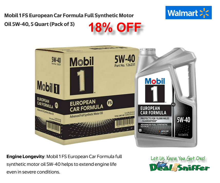 dealsniffer's tweet image. 🤩 18% OFF Mobil 1 FS European Car Formula Full Synthetic Motor Oil 5W-40, 5 Quart (Pack of 3) 🚙
mavely.app.link/TLhRUUrPo1b 🔗
#Mobil1 #MobilOne #oilchange #SyntheticOil #motoroil #mechanic #walmart
