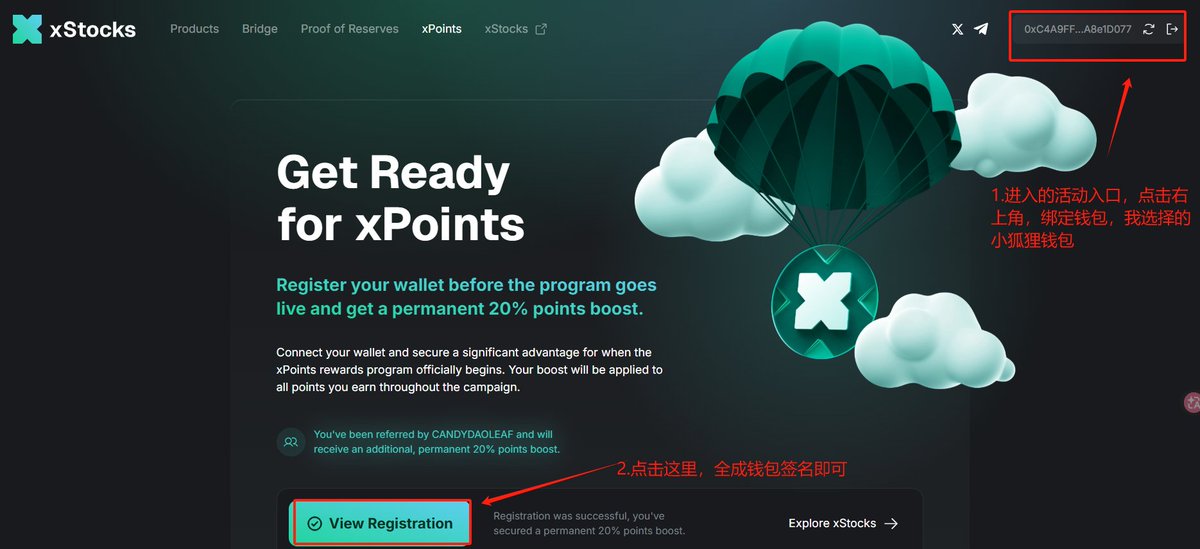 xinchne_eth's tweet photo. RWA 赛道重磅 Alpha:xStocks 正式推出 #xPoints 积分计划(明牌空投预期)
今天 xStocks @xStocksFi 官方已明确表示积分将解锁未来生态专属权益,属于标准的积分为王、明牌空投玩法,废话少说,直接上教程
一、实操指南(积分最大化策略)
⓵ 活动入口:https://t.co/lsw7I5CaVK
⓶ 进入首页,右上角绑定钱包,我选的小狐狸钱包
⓷ 最后完成钱包签名即可
⓸ 通过参与 DeFi 积累分数,包括:持有 xStocks、组建 LP 提供流动性、使用其借贷市场。建议根据自身资金量分配,主做 TVL 贡献
二、核心规则与撸点
➤ 核心逻辑:通过链上行为积累 xPoints,对齐未来代币空投
➤ 重点提示:目前处于绝对早期,官方释放了 20% 的早鸟加成,明确强调越早开始,积累越多
三、总结
⓵ 总经理 @valgui1 已定调,此次积分是对“建设者”的真诚认可。交易者、LP 和 DeFi 深度玩家是核心空投对象
⓶ 股票代币化是连接 Web3 与传统资本市场的核心叙事,xStocks 此时推出积分,大概率是在为后续的 TGE 做核心数据冲刺
重点:先去连钱包把早鸟 20% 加成拿到手,占据先发优势