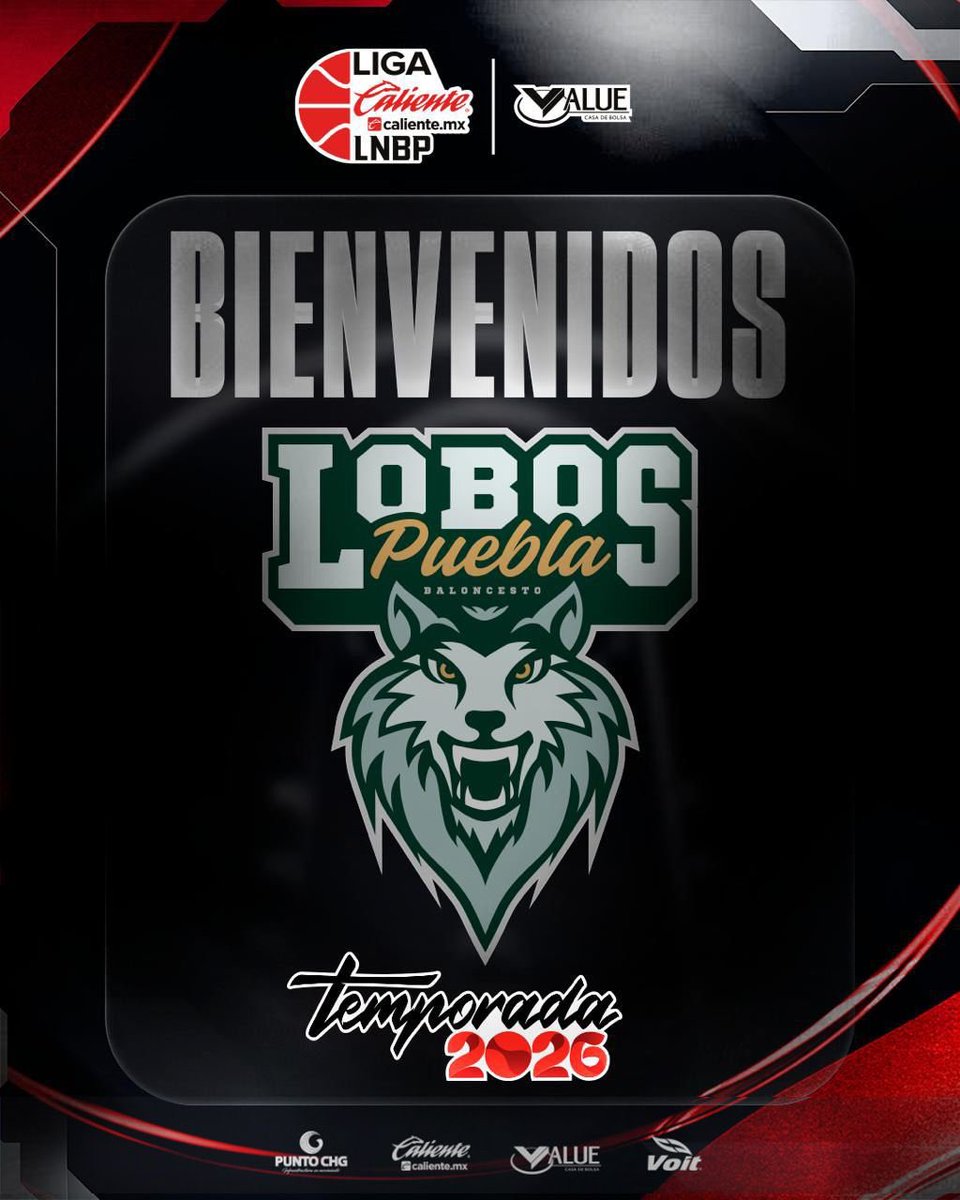 👏🏻| BIENVENIDOS #LobosPueblamx A LA TEMPORADA 2026 VARONIL!!!

MUY congratulados de esta incorporación!!!👍🏻💪🏻👊🏻

Liga Caliente.mx LNBP 🔥🏀
#marcandoladiferencia 

<a href="/calientesports/">Caliente Sports</a> @puntochg @valuegf <a href="/voit_mx/">Voit</a> <a href="/armentapuebla_/">Alejandro Armenta</a>