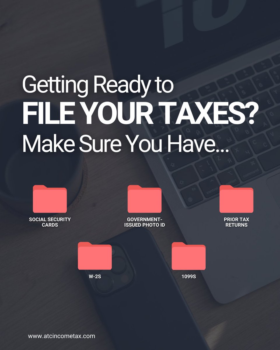 Before your appointment, take a few minutes to gather the important documents you’ll need so your return can be prepared quickly and accurately.

When everything is ready ahead of time, it helps our team move through your filing efficiently and avoid delays.