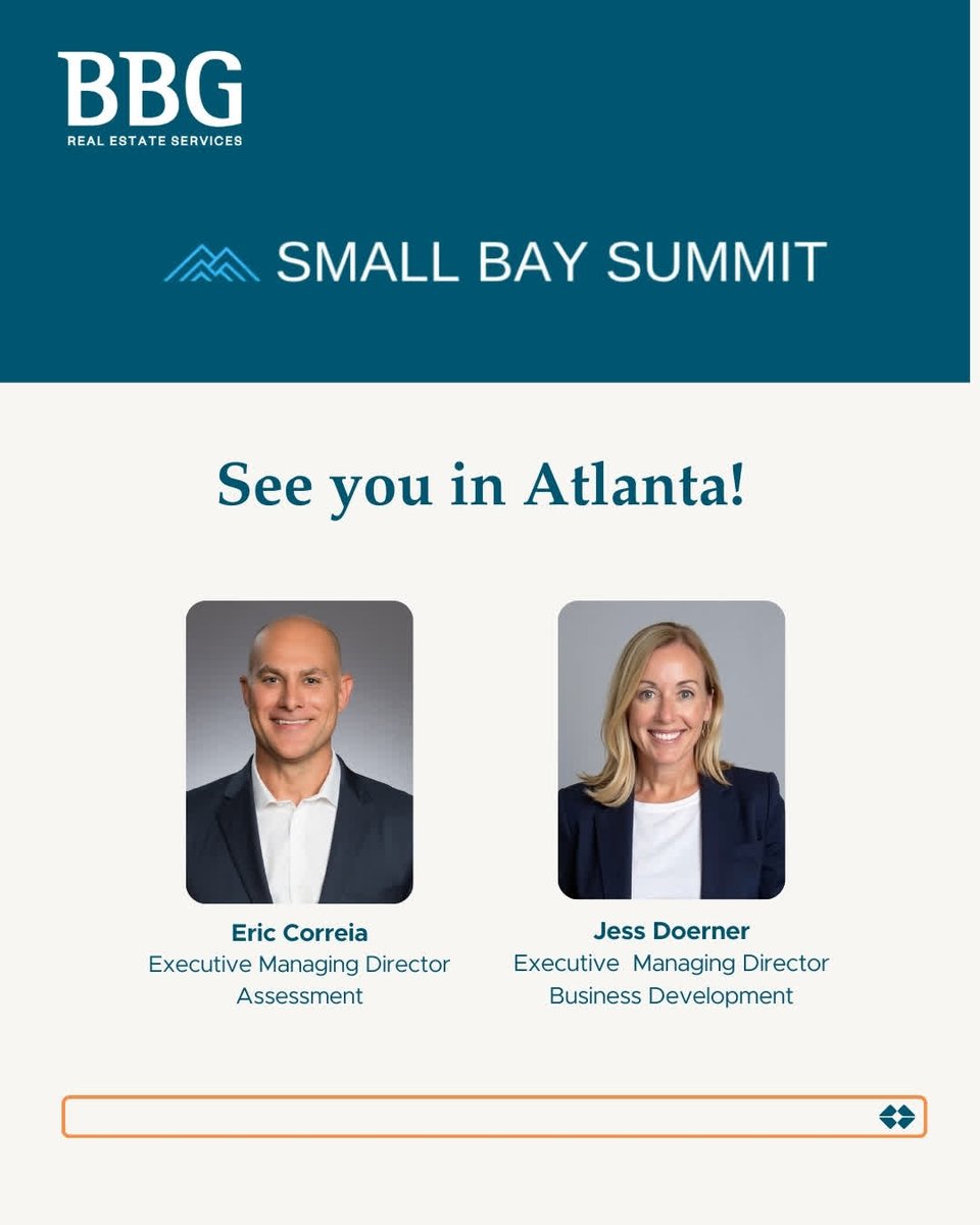 BBG will be attending the Small Bay Industrial Summit in Atlanta on March 18, a conference focused on trends shaping the small-bay industrial sector.
If you're attending, be sure to connect with BBG's Executive Managing Directors, Jess Doerner and Eric ...
smallbaysummit.com