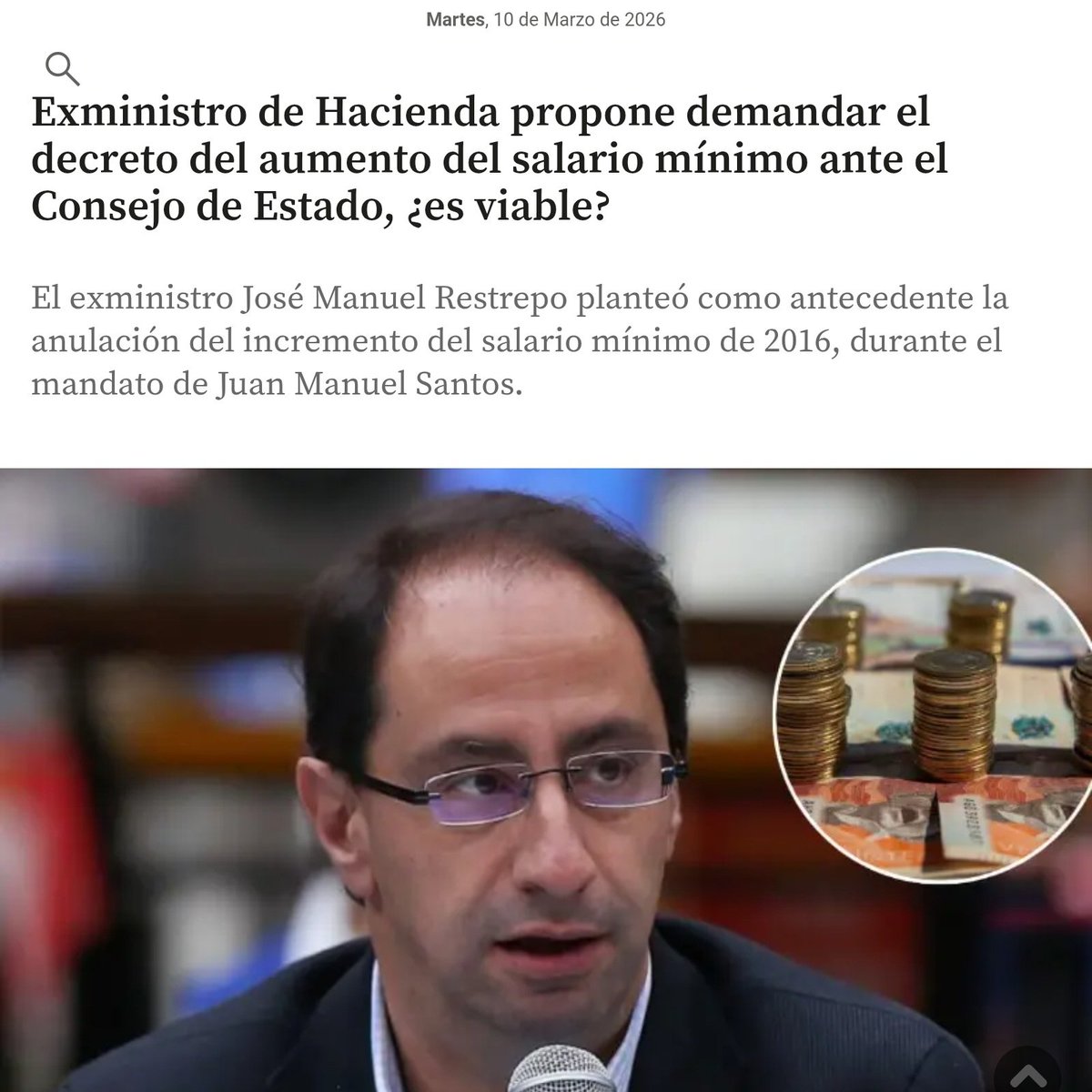 Un gobierno de Abelardo sería nefasto para los trabajadores. Su fórmula vicepresidencial lo confirma. José Manuel Restrepo, ex ministro de Duque, fue quien pidió demandar el aumento del salario mínimo. Para él, un trabajador que gana 2 millones genera pobreza y pérdidas para los