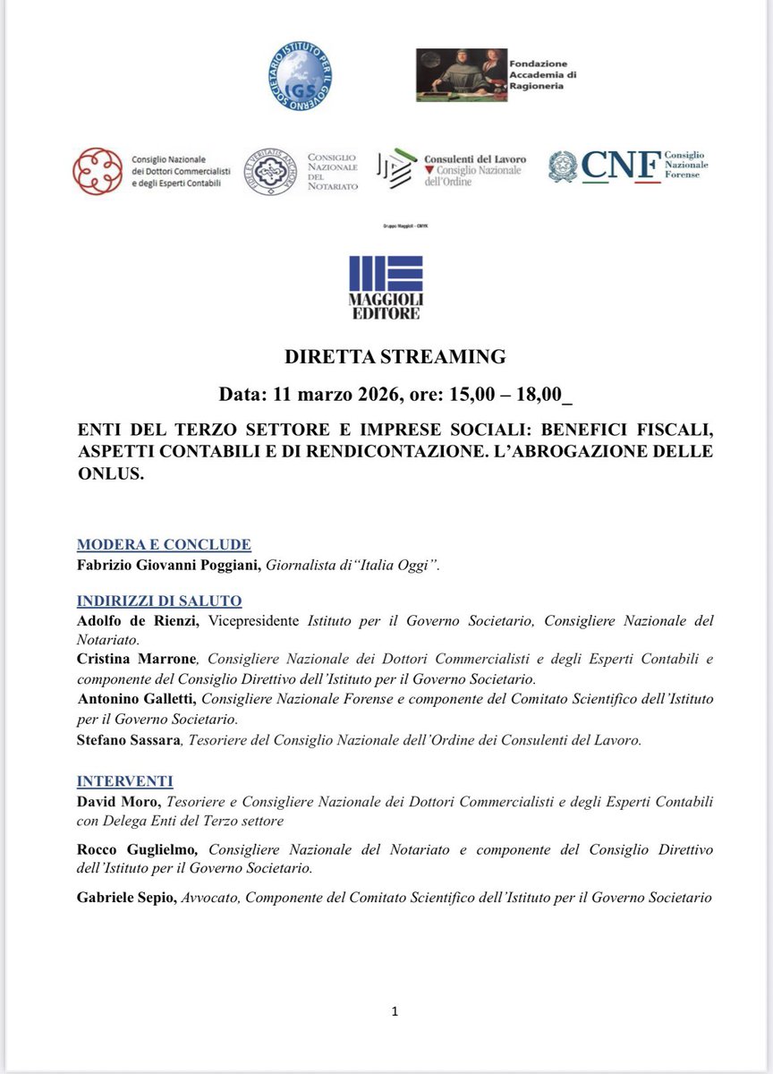 #IGS. Evento sul Terzo Settore a cura di IGS e della Fondazione Accademia di Ragioneria. Vi aspettiamo. Buon ascolto.