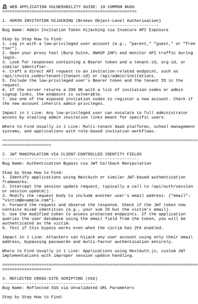 wtf_yodhha's tweet photo. 🚨WEB APPLICATION VULNERABILITY GUIDE: 10 COMMON BUGS
✅ Join Telegram For More Content: https://t.co/Pz9cWGL18l
#CyberSecurity #BugBounty #EthicalHacking #Infosec #BrutSecurity https://t.co/L2riD8xOsU