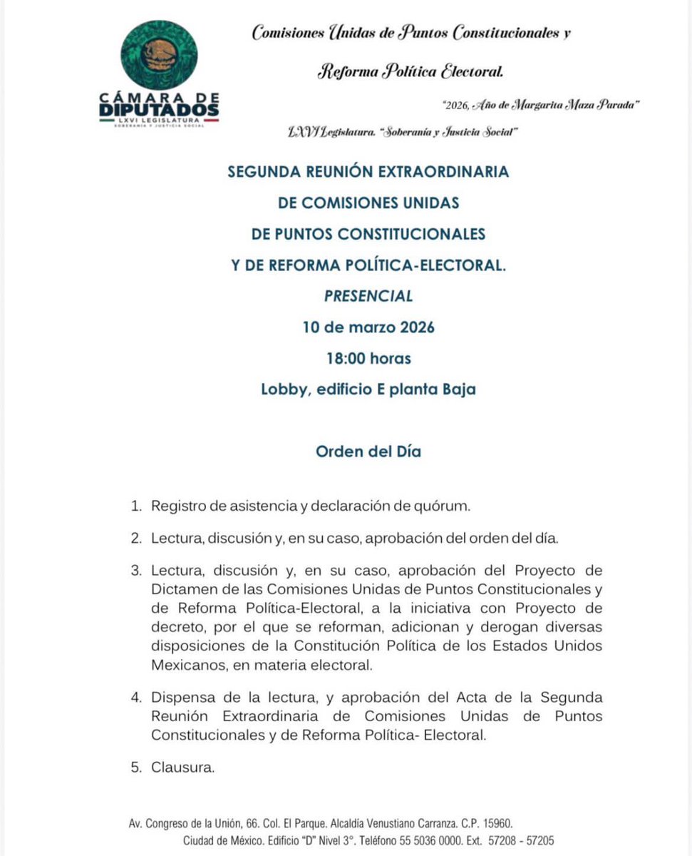 Las comisiones que van a dictaminar la reforma electoral están citadas hoy a las 6 de la tarde.

¿Por qué ese horario?