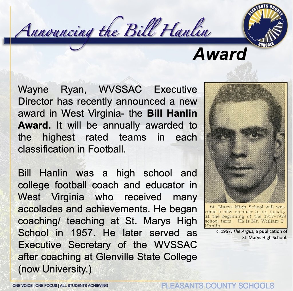 pleasantscs's tweet photo. Recently, the WVSSAC announced a new award that will be presented annually- The Bill Hanlin Award. https://t.co/S3X7yeHl5v