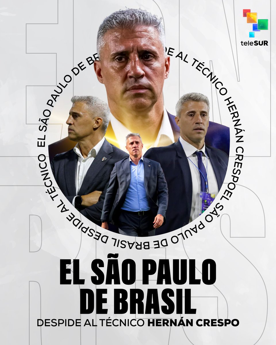 💥Hernán Crespo, fue destituido de su cargo como DT del São Paulo. En julio de 2025, el técnico argentino había comenzado su segundo ciclo en el club brasileño, y 8 meses después fue despedido luego de registrar un 50% de rendimiento. 🇦🇷⚽️❌