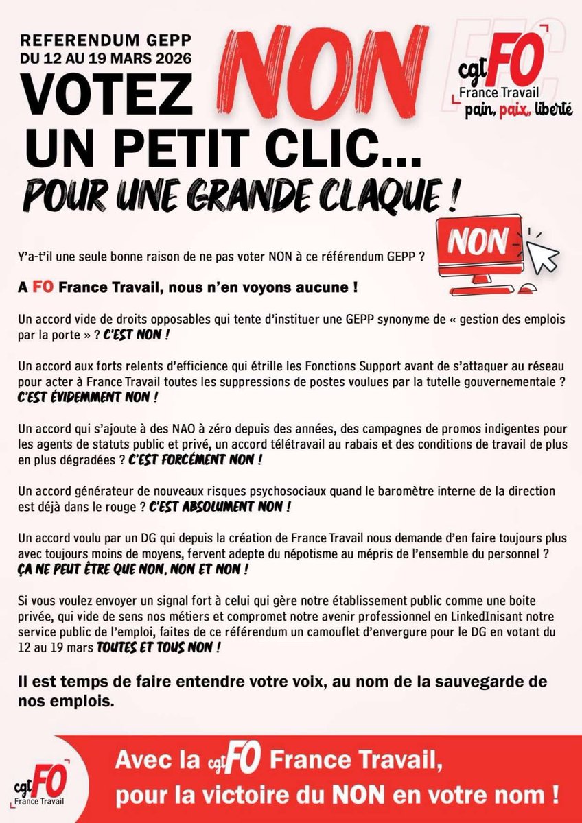 FO France Travail DG tweet media