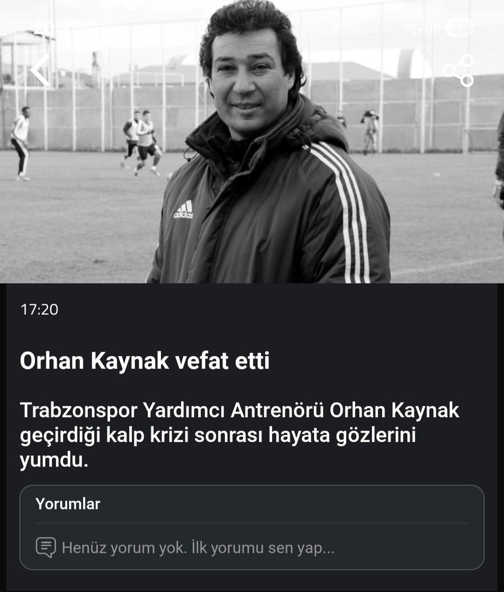 ozangund's tweet photo. Mekanı cennet eylesin. 
Başımız sağolsun

@Trabzonspor 
@Besiktas https://t.co/CesKOtwR0B