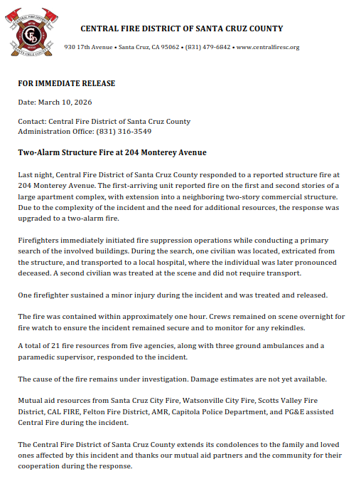 Central Fire District of Santa Cruz County tweet media