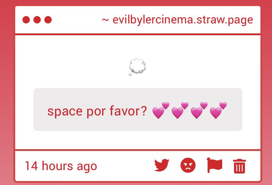 evilbylercinema's tweet photo. hola! de qué les gustaría que fuera el space? les gustaría que hablemos de algo específico? https://t.co/4tRP5v7u5f