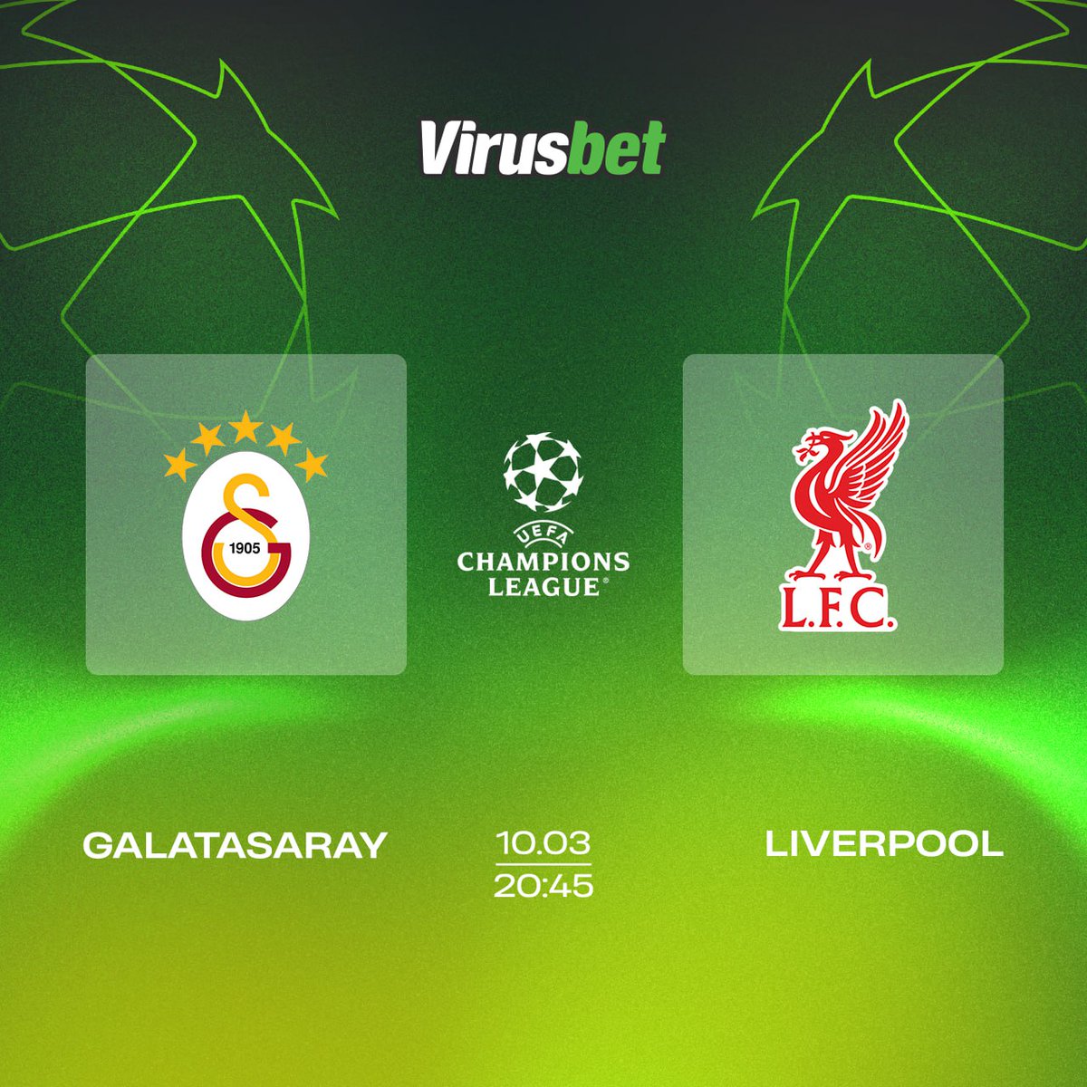 Virusbett's tweet photo. 🏆 Şampiyonlar Liginde #Galatasaray Liverpool'u konuk ediyor.

💯Heyecan #VirusbetTr'de yaşanıyor!

🕣 20:45 | Galatasaray 🆚 Liverpool 
⚽ #GSvLIV

📝Yüksek oran ve anlık ödeme imkanı ile karşılaşmanın heyecanını #Virusbet'te yaşayın. 

✌️Virusbet: https://t.co/3tuAImyncl https://t.co/3bG6Ci3PHL