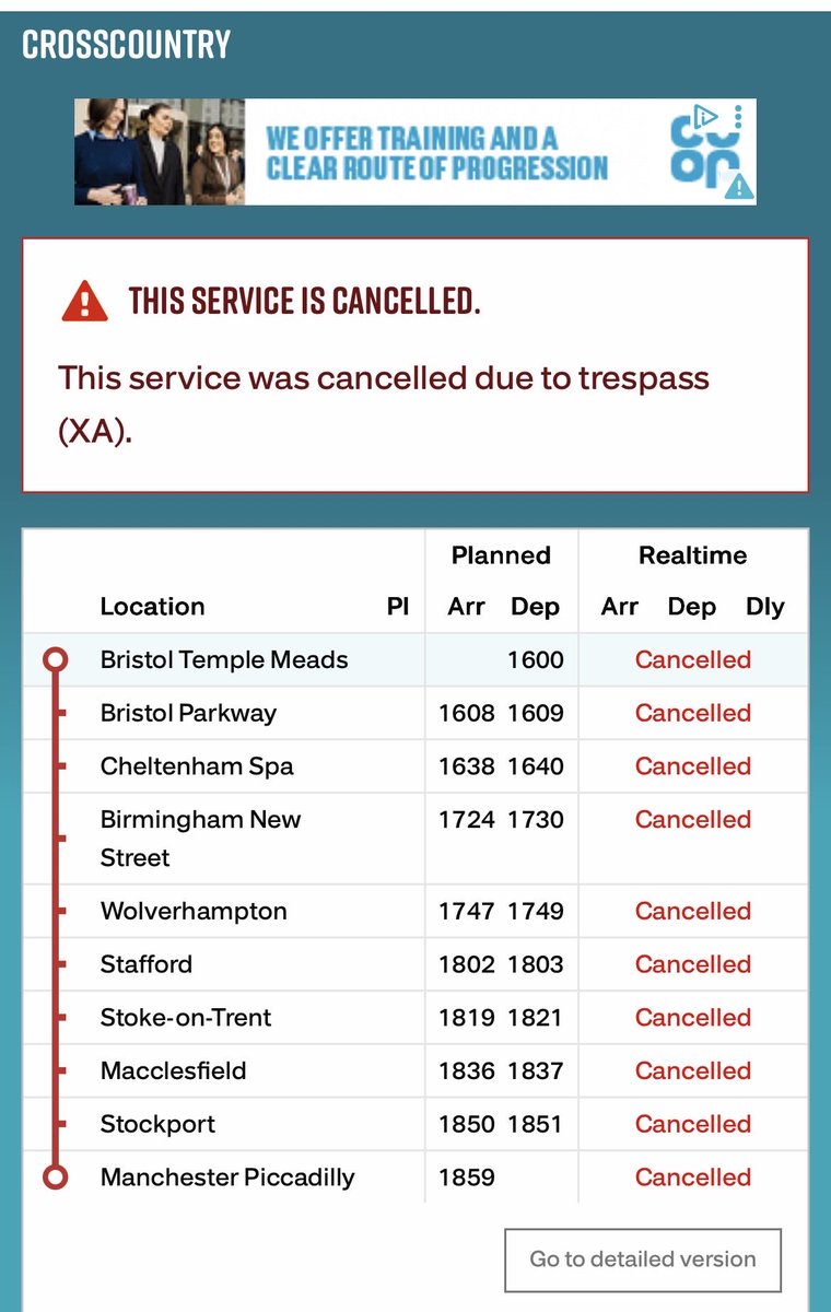 NeverNearer's tweet photo. @CrossCountryUK 

What’s happening with 17-49 Wolverhampton to Stoke please? Attached says cancelled. Station announcements say delayed by driver shortage https://t.co/TLOZm5ZB63