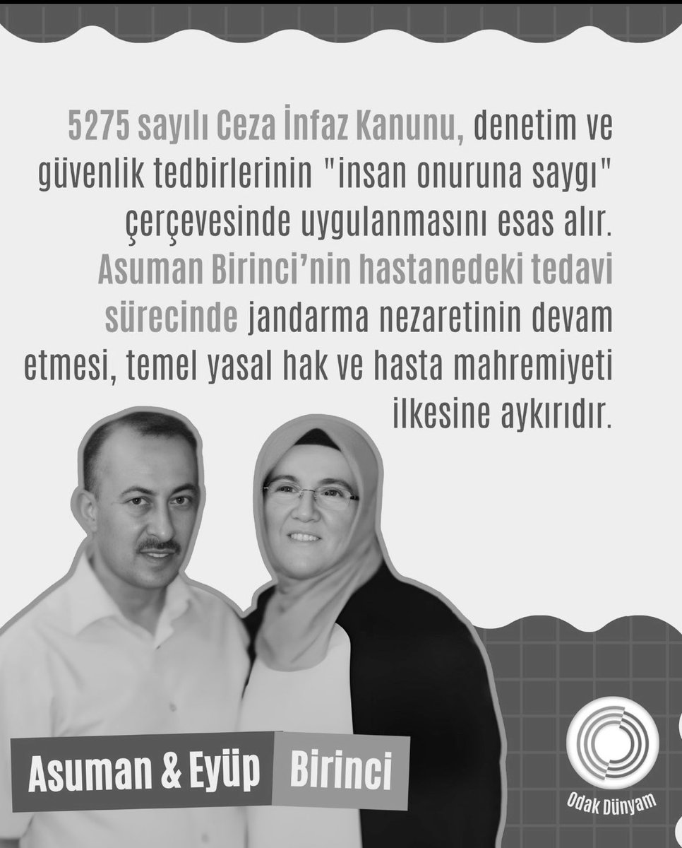sedatceylann's tweet photo. Fizik öğretmeni AsumanBirinciye Özgürlük
Eşi’nin gördüğü işkenceleri uluslararası basına anlattığından 21aydır tutuklu‼️

Hayatı risk altındaki ağır anemi,ciddi sağlık sorunlarına rağmen gerekli tedaviye erişemiyor
Yaşam hakkı için ivedilikle infaz erteleme gereklidir‼️ https://t.co/ftk1wvzbP1