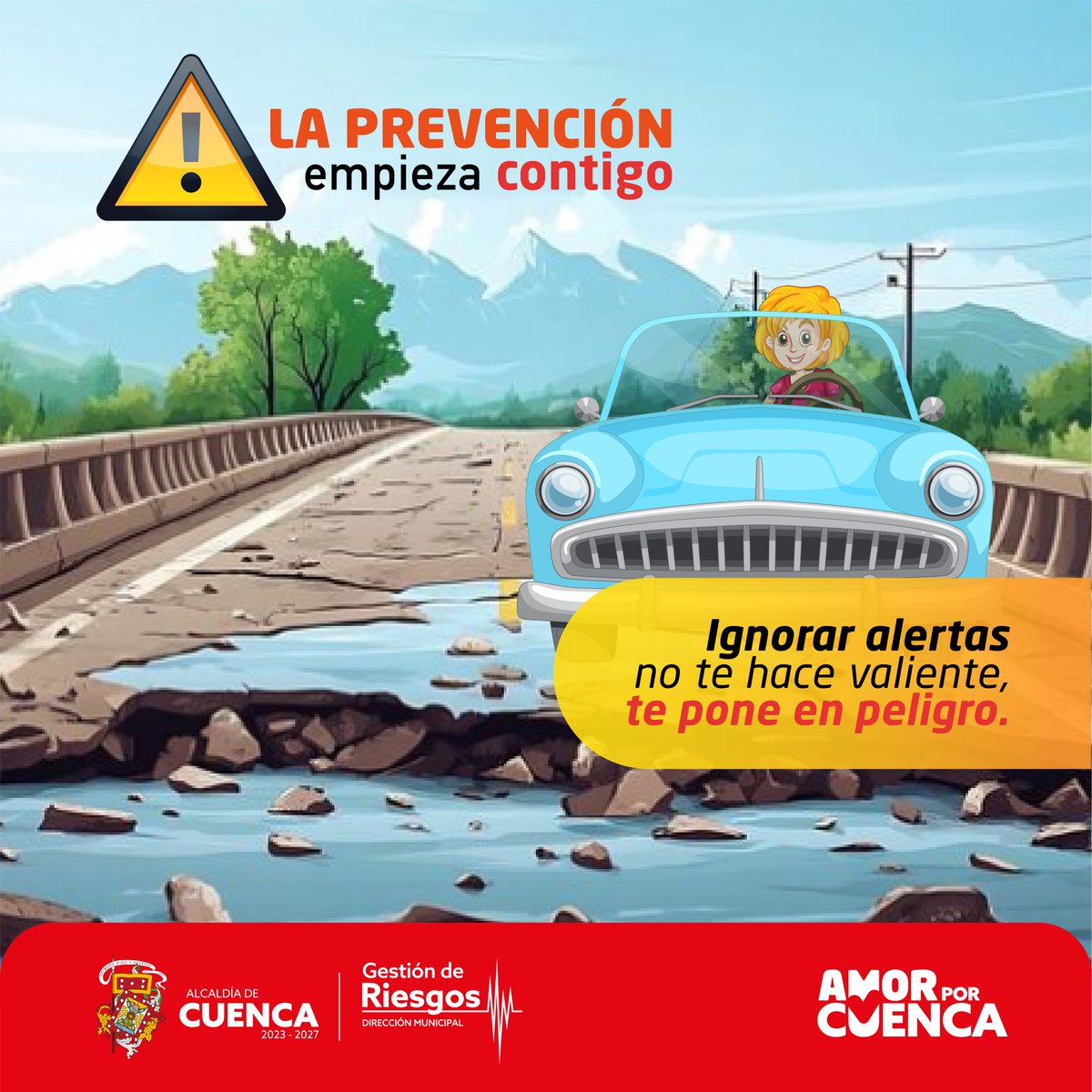 RiesgosCuenca's tweet photo. 🌦️ La prevención también va contigo.
Revisa alertas, derrumbes y estado de las vías antes de movilizarte. @czamoramatute @MunicipioCuenca https://t.co/HzEvgS7av6