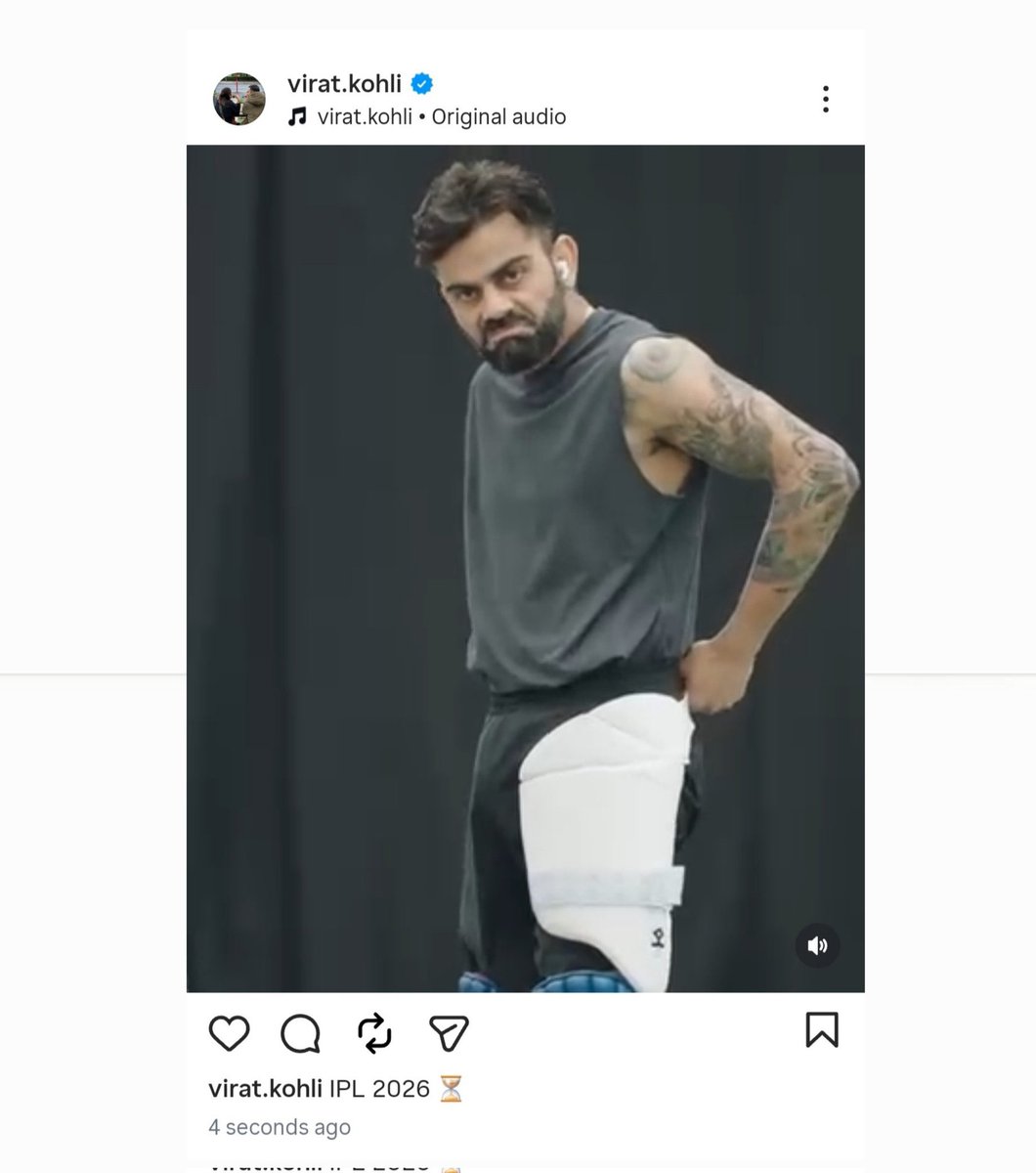 RcbianOfficial's tweet photo. Virat Kohli posted this reel &amp; deleted it instantly. #IPL2026 https://t.co/cVYopp0lEg