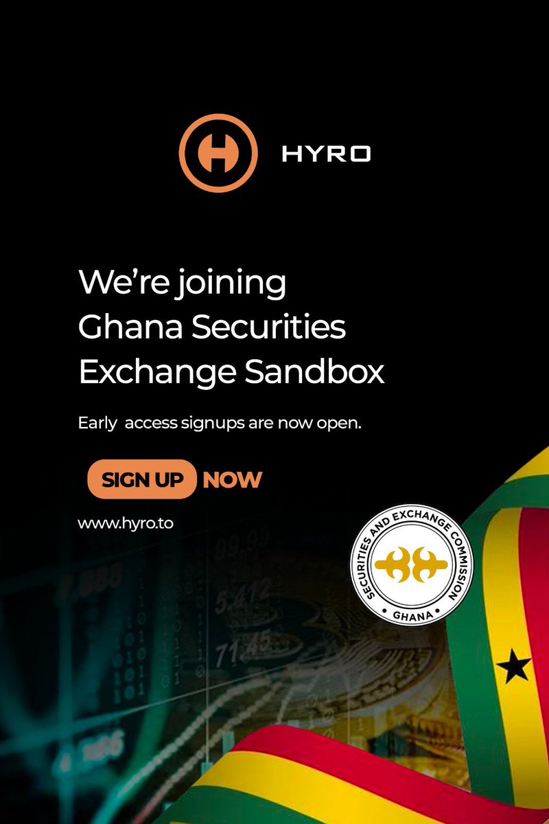 HYRO Exchange is proud to be admitted into the regulatory sandbox by the Securities and Exchange Commission Ghana under the Virtual Asset Service Providers Act, 2025.

We’re now onboarding early users.

Join the waitlist: hyro.to/waitlist

HYRO Exchange TEAM.