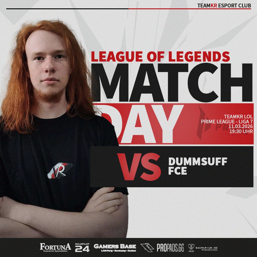 teamKR_'s tweet photo. [ LoL | Matchday ]

Und im Anschluss des 17:00 Uhr Matches treten wir im letzten Spiel der aktuellen @PrimeLeague an.

Übertragen wird das Match von derMiniwini!

🏆 PRIME League Gruppe 7.38
🆚 Dummsuff FCE
⏰ 19:30 Uhr
📺 ttv/derminiwini
🎙️ @derMiniwini 

---
#teamKR #esport #LeagueOfLegends #twitch #LoL