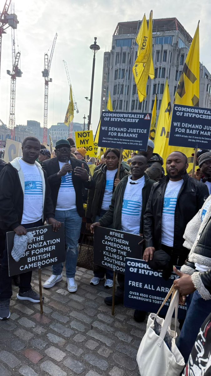 Mobikingmedia's tweet photo. Thank u to everyone who showed up to represent SCNC at 2026 Commonwealth Day protest in London. Our people are still annihilated by Biya's evil regime &amp; we need to keep speaking out .✊💙❤️‍🔥
#SCNC #Southerncameroons #Paulbiya https://t.co/BVxxMhZBI1