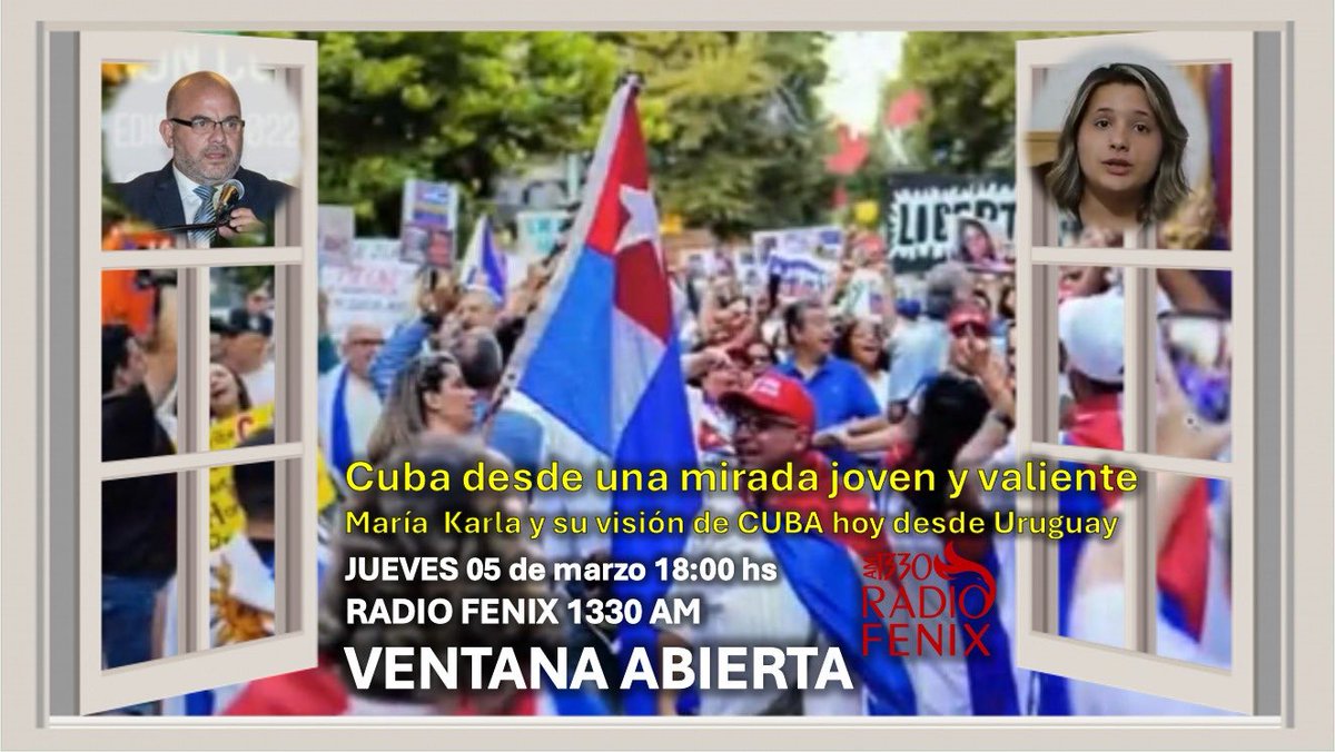 DoxaUy's tweet photo. Si te perdiste o quieres escucharlo nuevamente, aquí tienes el programa de #VentanaAbierta (titulado: "Cuba desde una mirada joven y valiente", con la participación de @martinelgue y @karlachvezz (joven y valiente cubana residente en Uruguay)): 

https://t.co/BEGEfioPNi https://t.co/US30P8rzko