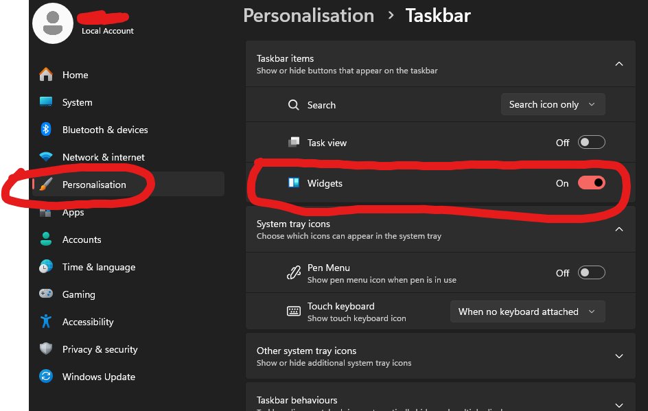 Windows 11 Widgets are running in the background eating your CPU even if you never open them.

WidgetService.exe and Microsoft.Widgets.exe load at startup and stay resident, checking for weather updates, news feeds, and stock prices while you game.

Fix: Settings ->