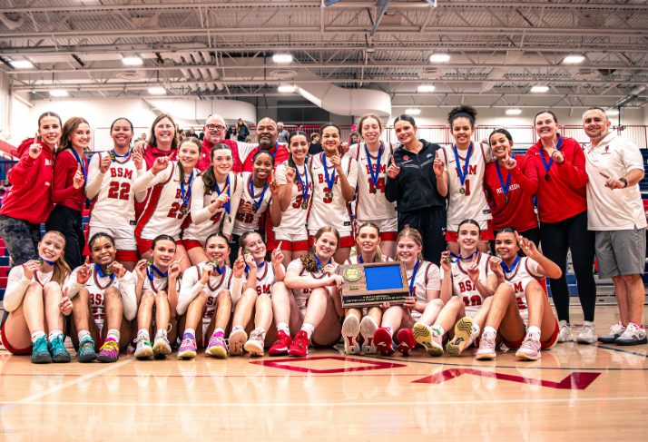 bsmredknights's tweet photo. The BSM girls' basketball team is headed back to the State tournament to defend their State title streak! Read the full story, including ticket and spectator information here: https://t.co/OU5m1Ux9pS

Let's get a four-peat, Red Knights! 

#BSMProud #RedKnights #RollRed #OneBSM https://t.co/iWD26M5sRU