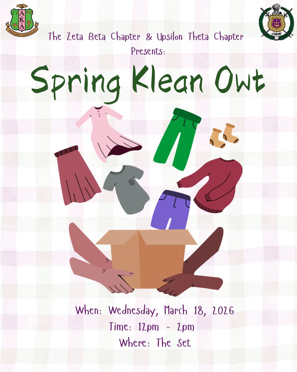 Out with the old, in with giving back! Join us for Spring Klean Owt, where we'll be collecting gently used men's and women's clothing to donate to a local shelter. Your donations can help someone in our community start fresh this spring! 🩷💜