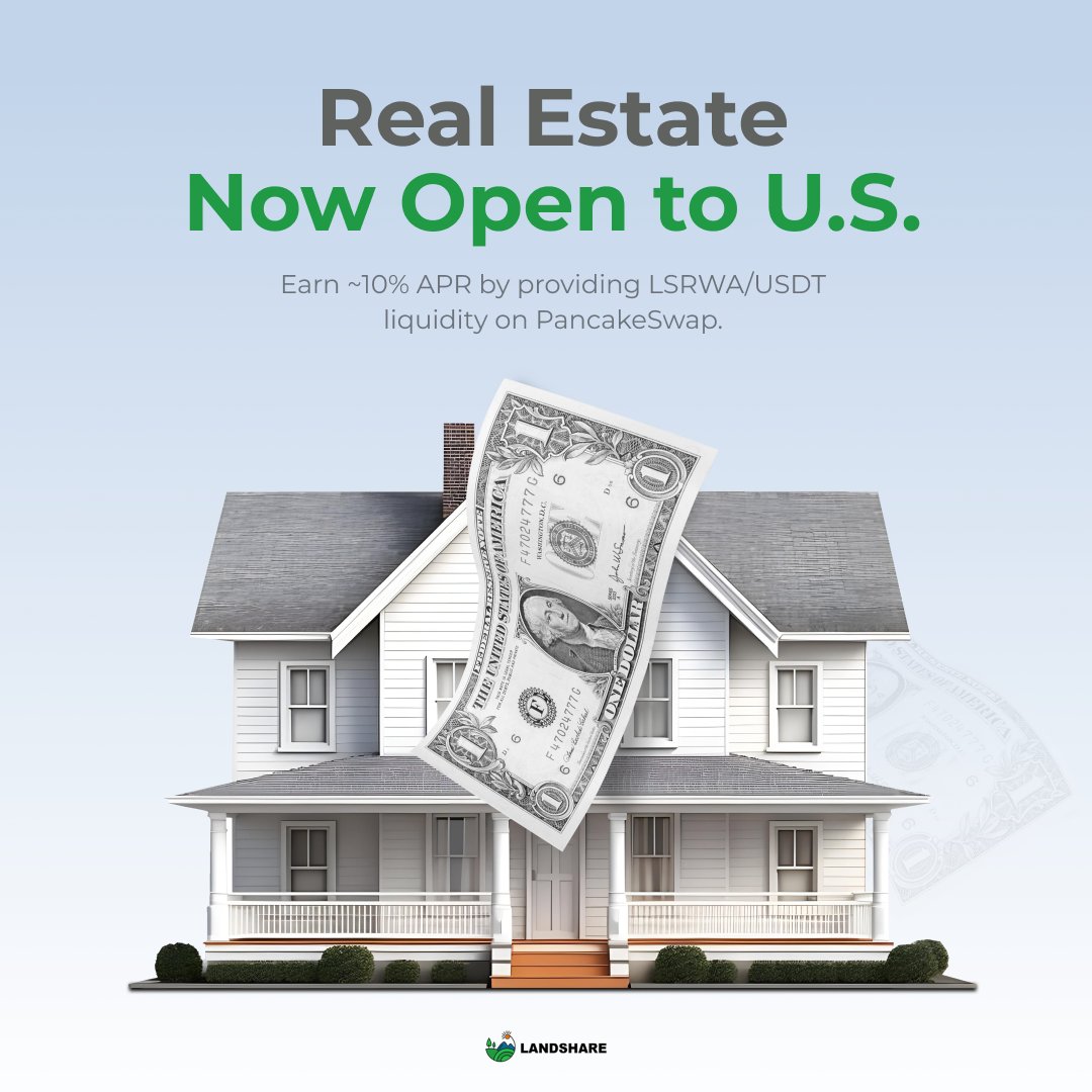 Real estate access, now unlocked for U.S. users 🇺🇸

$LSRWA is now available to U.S. users, bringing tokenized U.S. real estate and DeFi‑native yield under one roof. Provide liquidity in the LSRWA/USDT pool and earn around 10% APR.

⬇️ Get your first LSRWA
pancakeswap.finance/swap?chain=bsc…